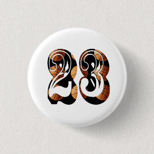 Basketball Number 23 Made From Basketballs, 1 Inch Round Button