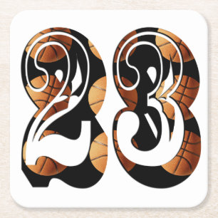 Basketball Number 23 Made From Basketballs, Square Paper Coaster