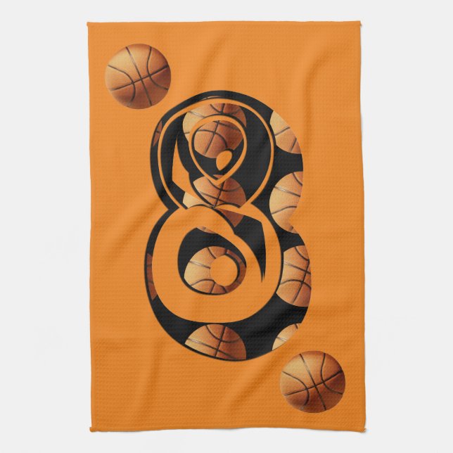 Basketball Number Eight, Kitchen Towel (Vertical)