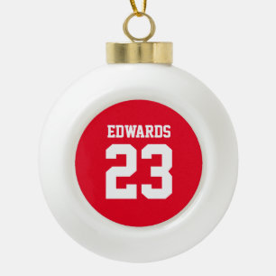 Basketball Numbered  Ceramic Ball Christmas Ornament