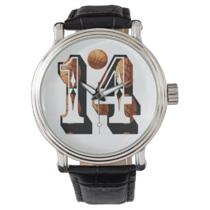 Basketball Numéro 14 Mens Montre En Cuir,