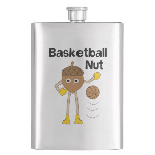 Basketball Nut Text Hip Flask