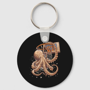 Basketball Octopus Artwork Slam Dunk Basketball Pl Keychain