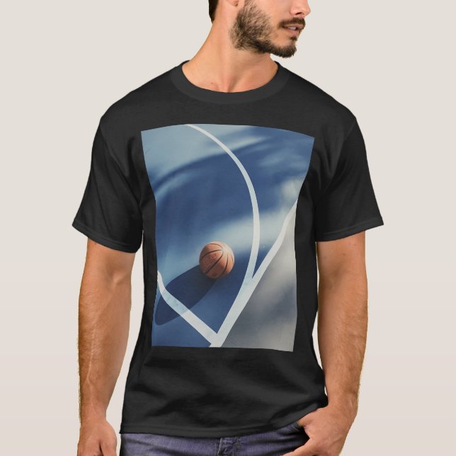 Basketball On Blue Ground T-Shirt (Front)