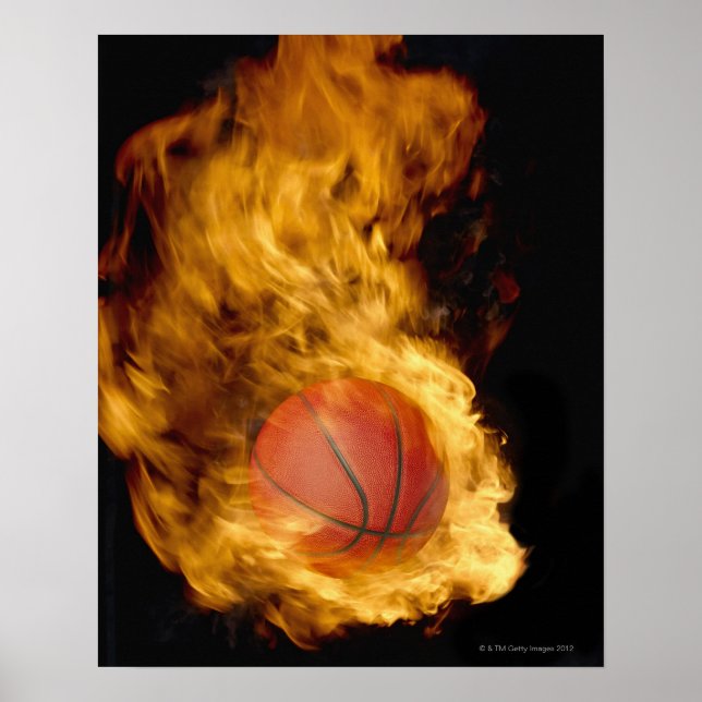 Basketball on fire (digital composite) poster (Front)