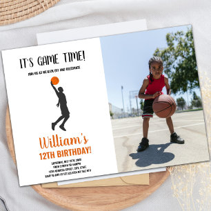 Basketball on Hand Birthday Invitation with Photo
