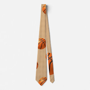 Basketball on hardwood tie