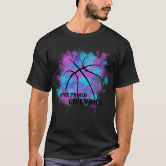 Basketball- One Proud Grandma- Pink And Blue T-Shirt