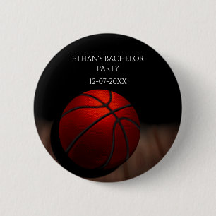 Basketball Orange Black Bachelor / Birthday Party 2 Inch Round Button