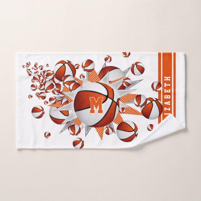 Basketball orange stars filles monogrammed (Serviette à main)