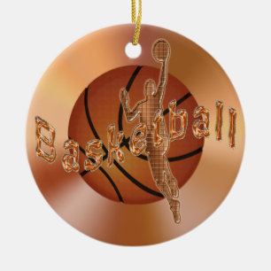 Basketball Ornaments. Vintage Basketball & Player Ceramic Ornament