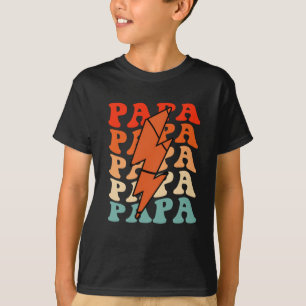 Basketball Papa Dad Retro Groovy Lightning Bolt Fa T-Shirt