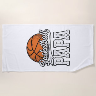 Basketball Papa Vintage Engraving Shirt Design_1 Beach Towel