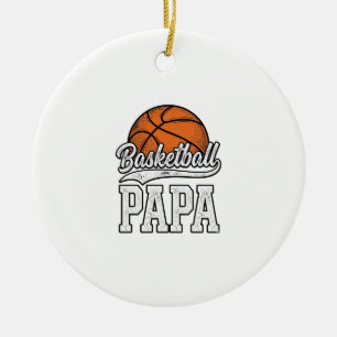 Basketball Papa Vintage Engraving Shirt Design_1 Ceramic Ornament