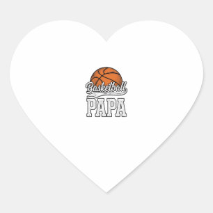 Basketball Papa Vintage Engraving Shirt Design_1 Heart Sticker