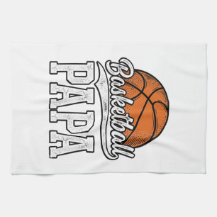 Basketball Papa Vintage Engraving Shirt Design_1 Kitchen Towel