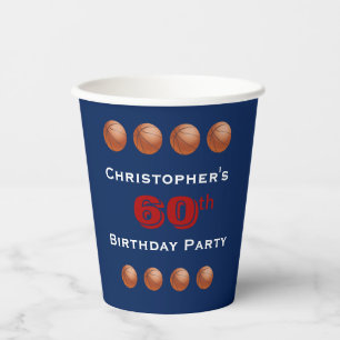 Basketball Paper Cups, 60th Birthday Party Paper P Cups