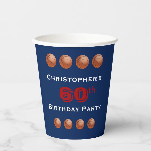 Basketball Paper Cups, 60th Birthday Party Paper P Paper Cups (Front)