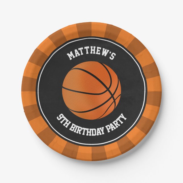 Basketball Party Cake Lunch Plates Personalized (Front)