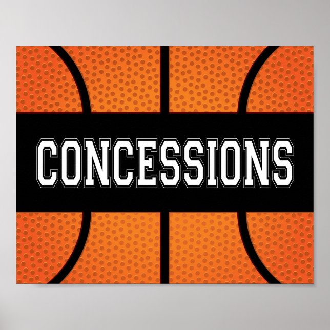 Basketball Party CONCESSIONS Sign Print (Front)