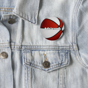 basketball party favors red team colors 2 inch round button