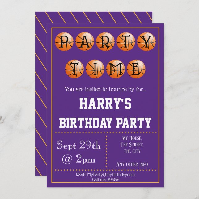 Basketball Party Invitation Editable (Front/Back)