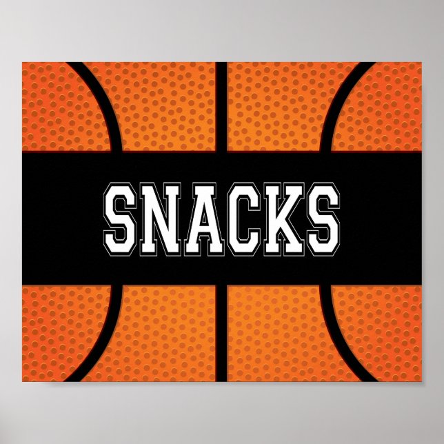 Basketball Party SNACKS Sign Print (Front)