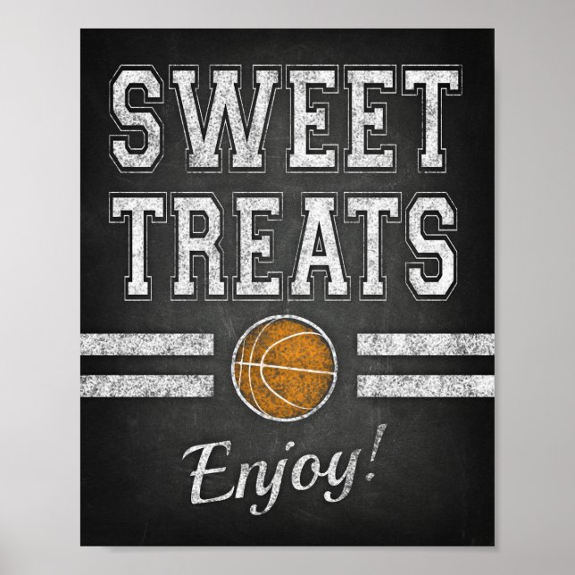 Basketball Party SWEET TREATS ENJOY! Sign Print (Front)