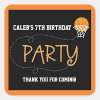 BASKETBALL PARTY TYPOGRAPHY Cute Sticker Label
