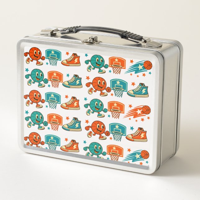Basketball Pattern Metal Lunchbox (Front)