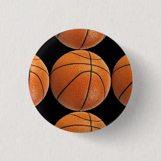 Basketball Pattern on Black 1 Inch Round Button