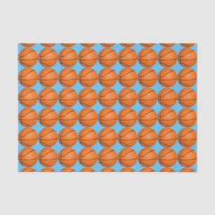 Basketball Pattern on Custom Blue Sport Theme Tissue Paper