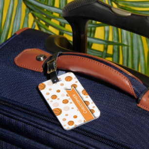 Basketball Pattern on White Luggage Tag