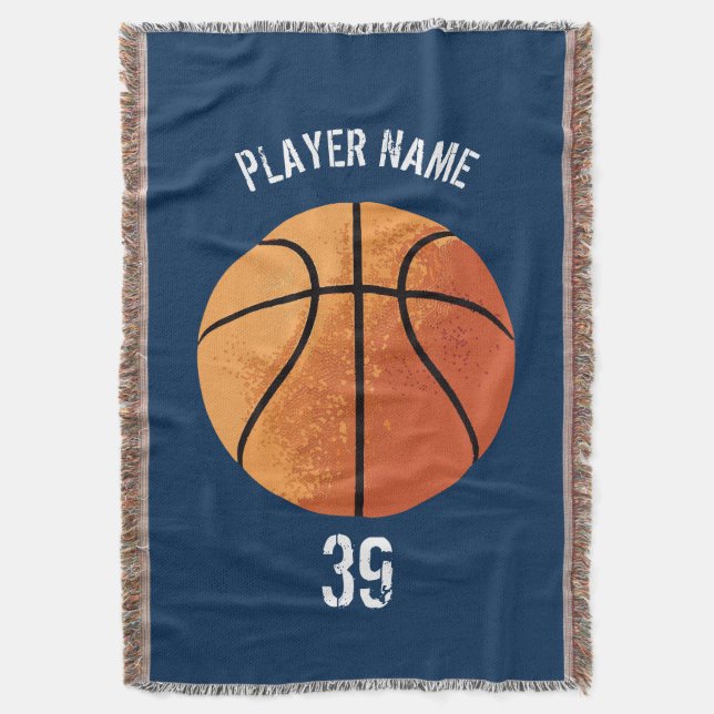 Basketball (Personalizable) Throw Blanket (Front Vertical)
