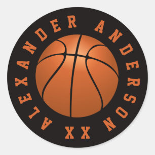 Basketball Personalize Classic Round Sticker