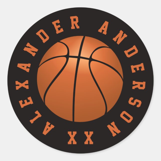 Basketball Personalize Classic Round Sticker (Front)
