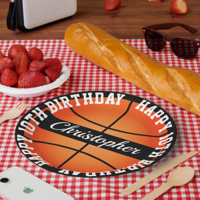 Basketball Personalized Birthday Paper Plate (Picnic)