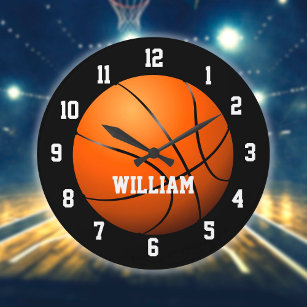 Basketball Personalized Custom Name Large Clock