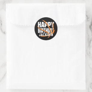 Basketball Personalized Happy Birthday Classic Round Sticker