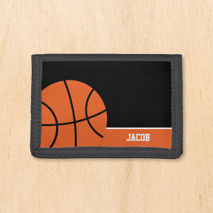 Basketball Personalized Kids Name Trifold Wallet