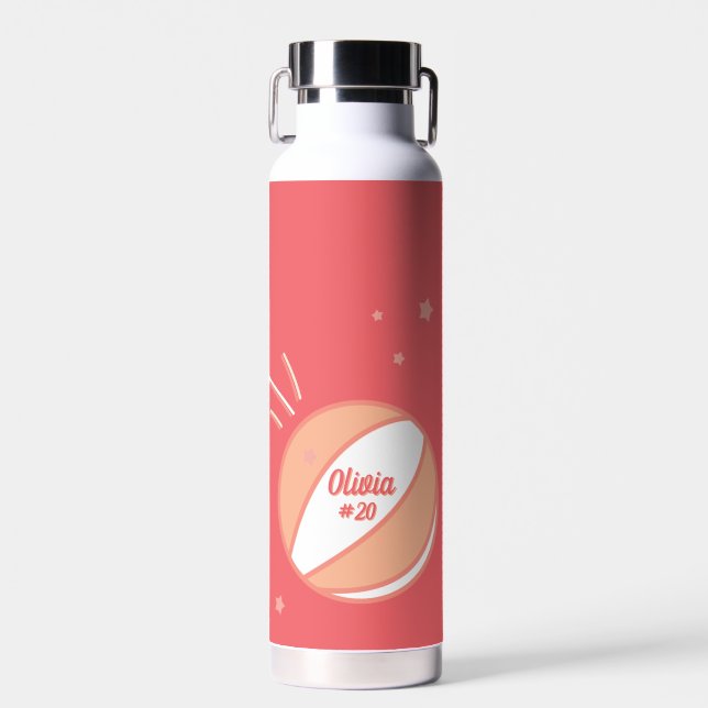 Basketball Personalized Name Number Personalized Water Bottle (Front)