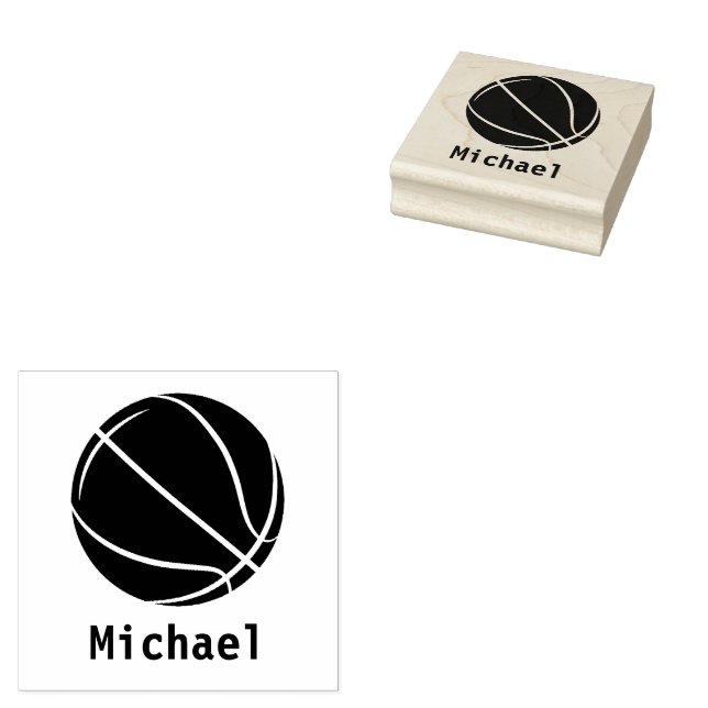 Basketball  Personalized Name Rubber Stamp (Stamped)