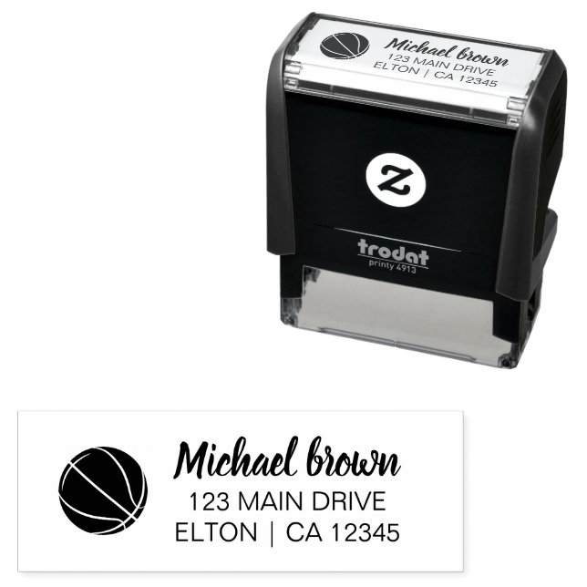 Basketball Personalized  Return Address  Self-inking Stamp (In Situ)