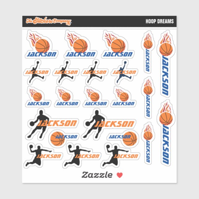 Basketball Personnalisé Nom Étiquettes | École (Feuille)