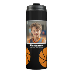 Basketball Photo Add Your Name - Can Edit Colour Thermal Tumbler