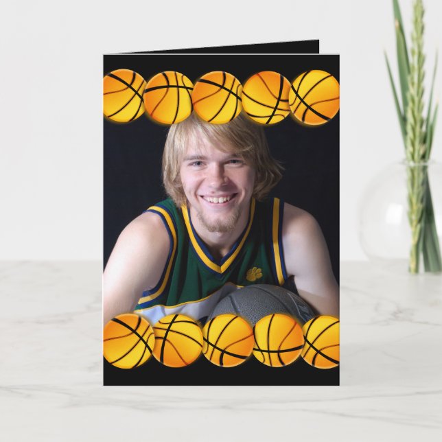 Basketball photo birthday card (Front)