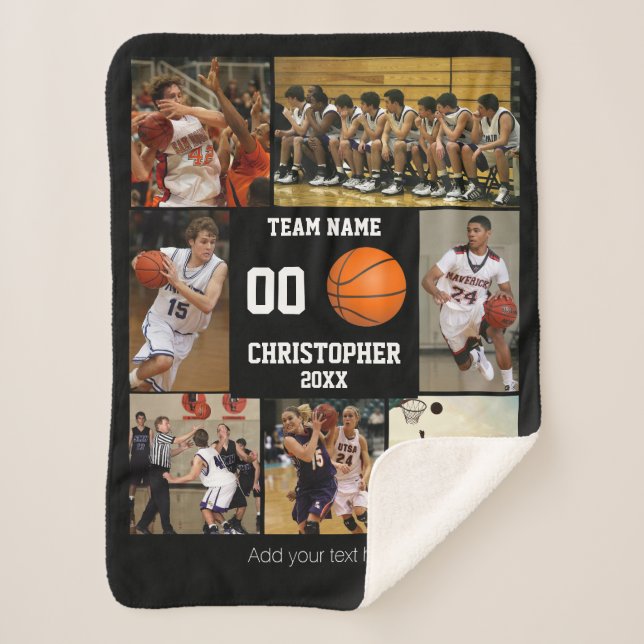 Basketball photo collage fleece blanket (Front)