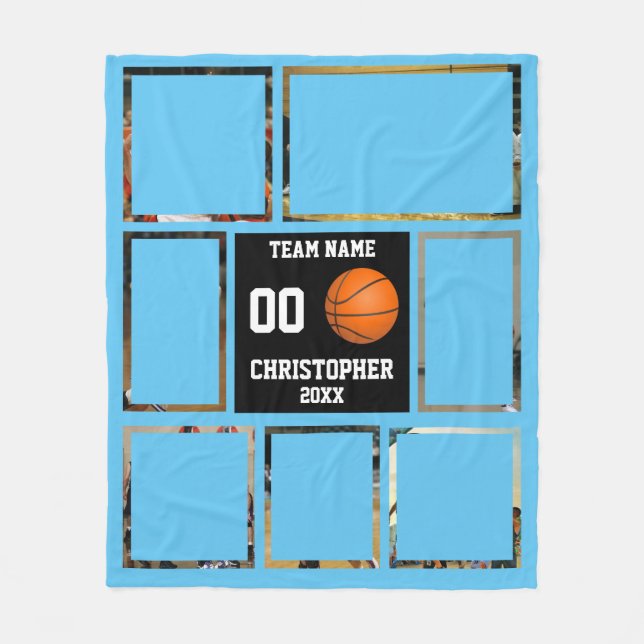 Basketball photo collage fleece blanket (Front)