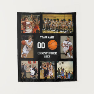 Basketball photo collage fleece blanket tapestry