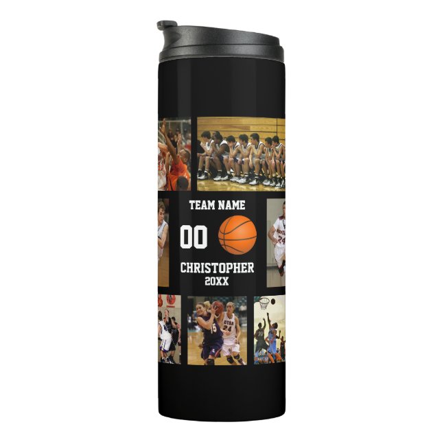 Basketball photo collage Orange Thermal Tumbler (Rotated Right)